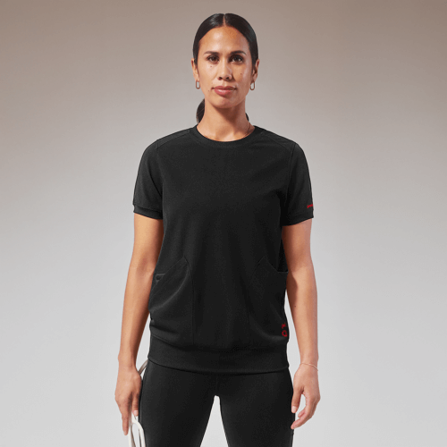 (HYPOTHESIS)ᴿᴱᴰ Kentica Women's 4 Pocket Crew Neck Scrub Top