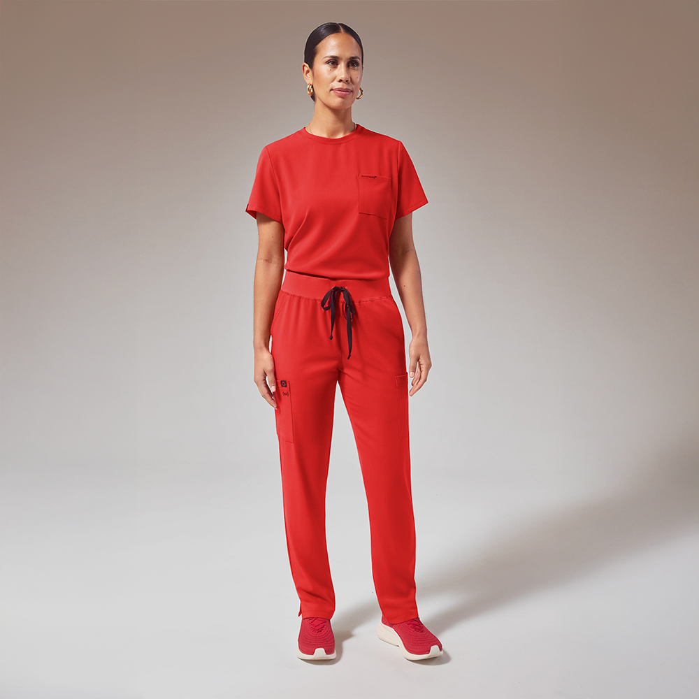 (HYPOTHESIS)ᴿᴱᴰ Base Women's 7-Pocket STRETCH Straight Leg Cargo Scrub Pant