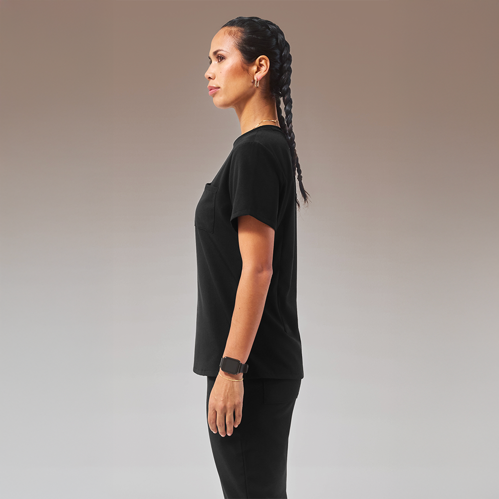 Hypothesis (RED) Base Women's 1-Pocket STRETCH Crew Neck Tuck-In Scrub Top