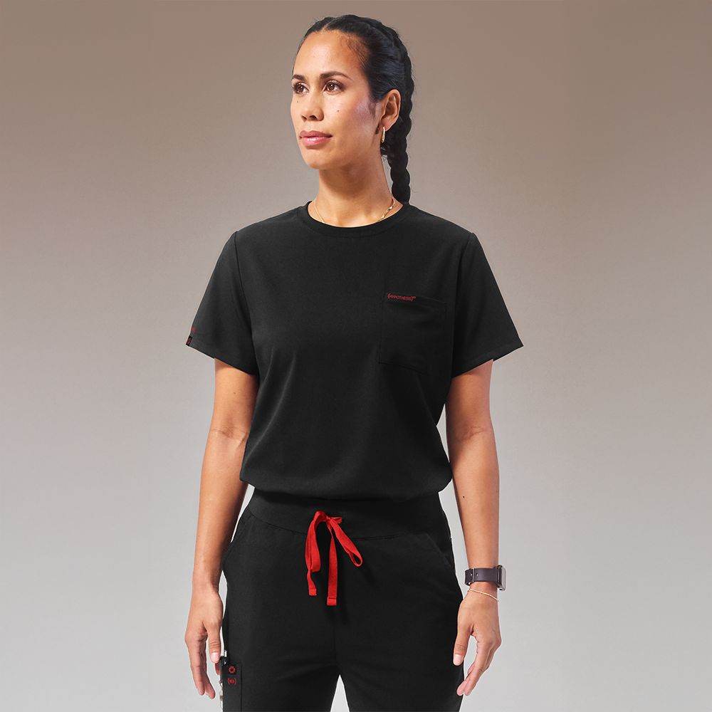 Hypothesis (RED) Base Women's 1-Pocket STRETCH Crew Neck Tuck-In Scrub Top