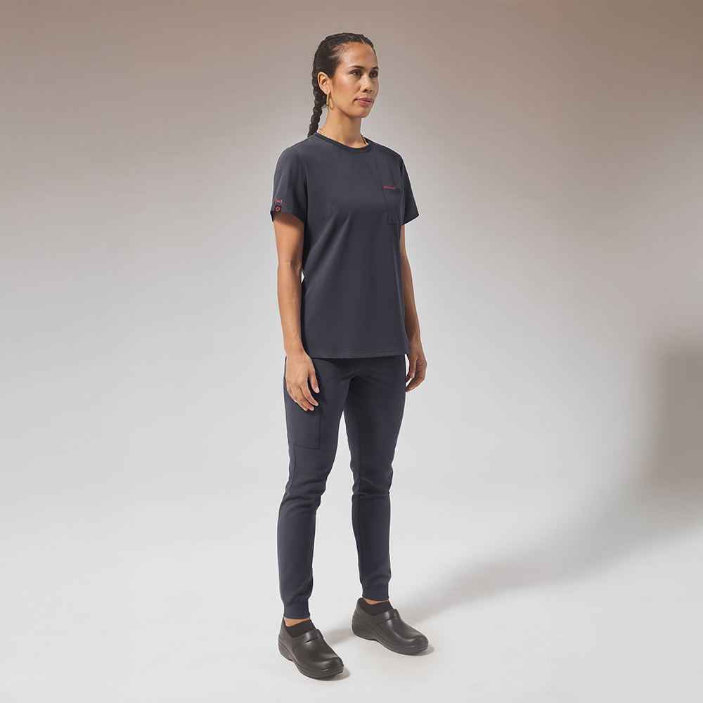 Hypothesis (RED) Base Women's 1-Pocket STRETCH Crew Neck Tuck-In Scrub Top