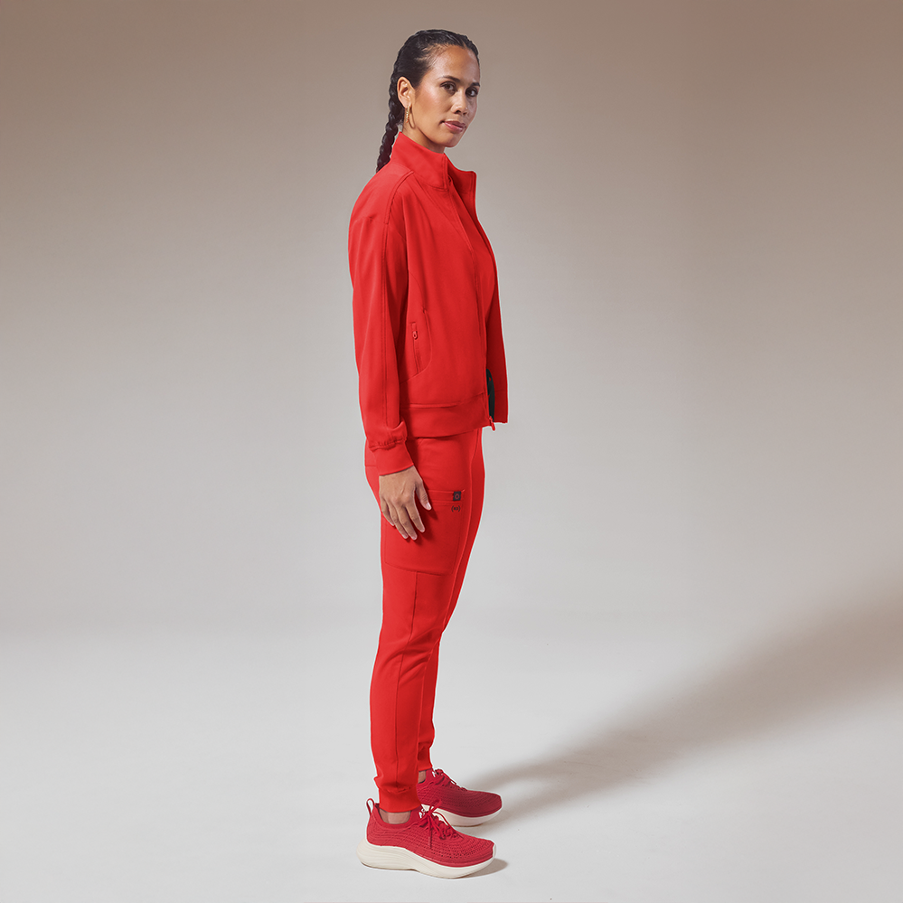 Hypothesis (RED) Women's 3-Pocket STRETCH Zip Front Scrub Jacket